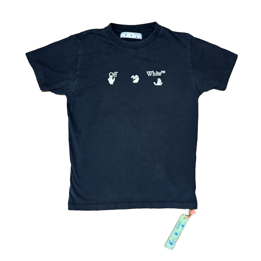 Off-White 2013 Logo Graphic T-Shirt Black XL Hand Symbol Tee Made in Portugal